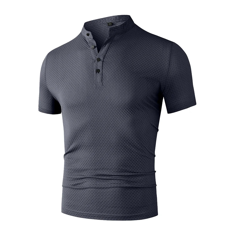 Herren Business Casual Kurzarm POLO Shirt Knochen Blume Einfarbig Atmungsaktiv Bequem Mode Sommer Vielseitig Top