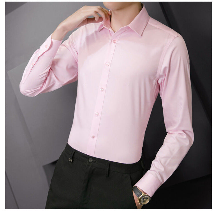Neue Plus Größe Männer Einfarbig Business Hemd Mode Klassische Grundlegende Beiläufige Dünne Weiße Langarm-shirt Marke Kleidung