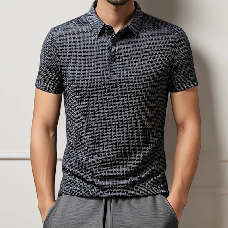 Neue männer Business Casual Kurzarm Knochen Blume Einfarbig POLO-Shirt Mode Atmungsaktive Komfortable Sommer Vielseitig Top
