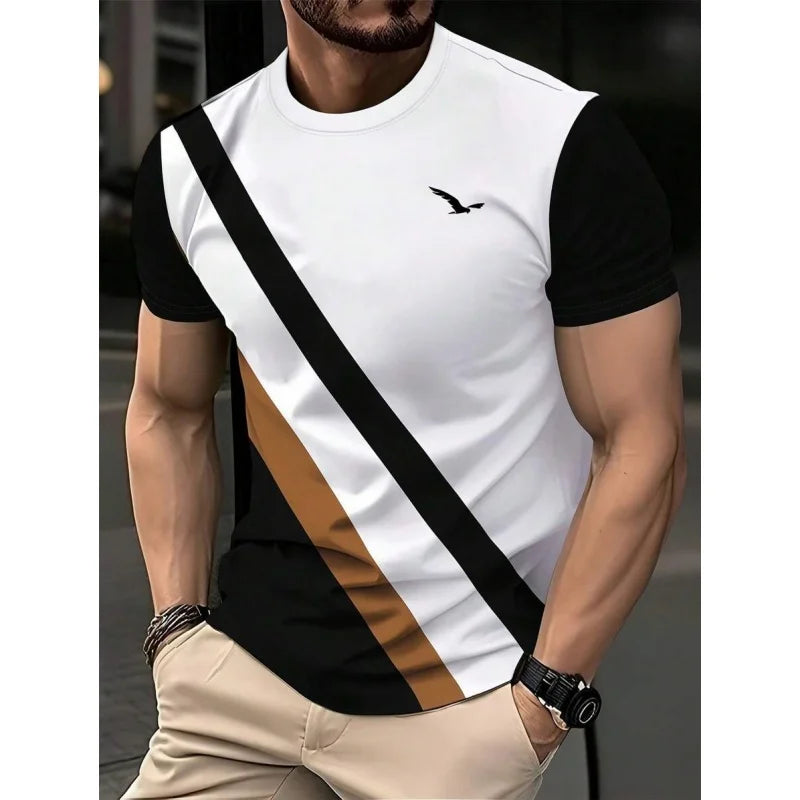 3D Gedruckt Geometrische Spleißen T Shirt Für Männer Bunte Streifen Muster T-Shirts Sommer Casual Oansatz Tees Lose Kurzen Ärmeln