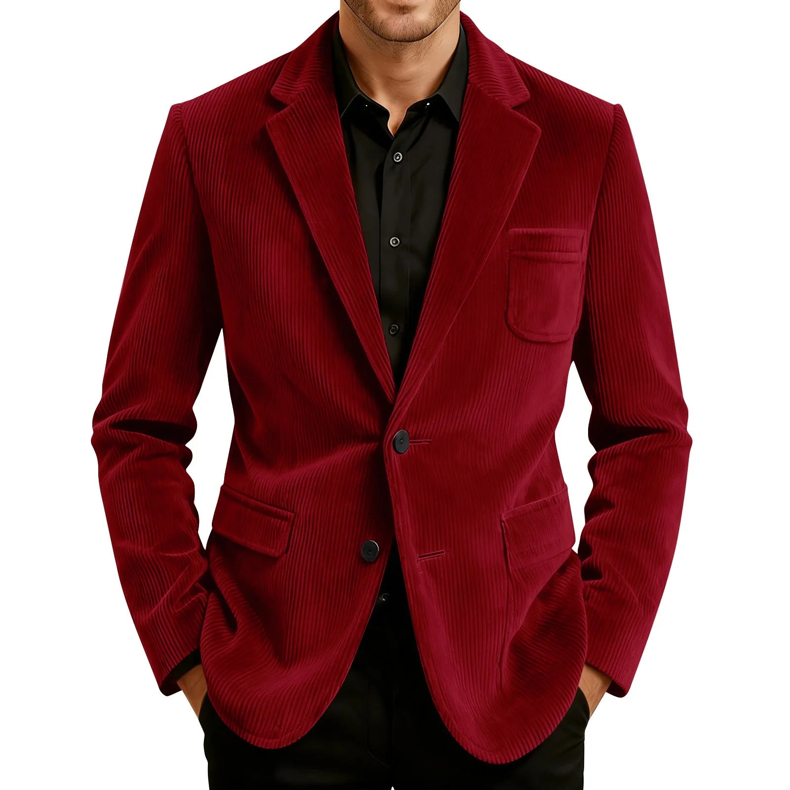 Männer Einfarbig Cord Warme Anzug Jacke Strickjacke Frühling Herbst Business Casual Cord Blazer Jacke männer Anzug Mantel