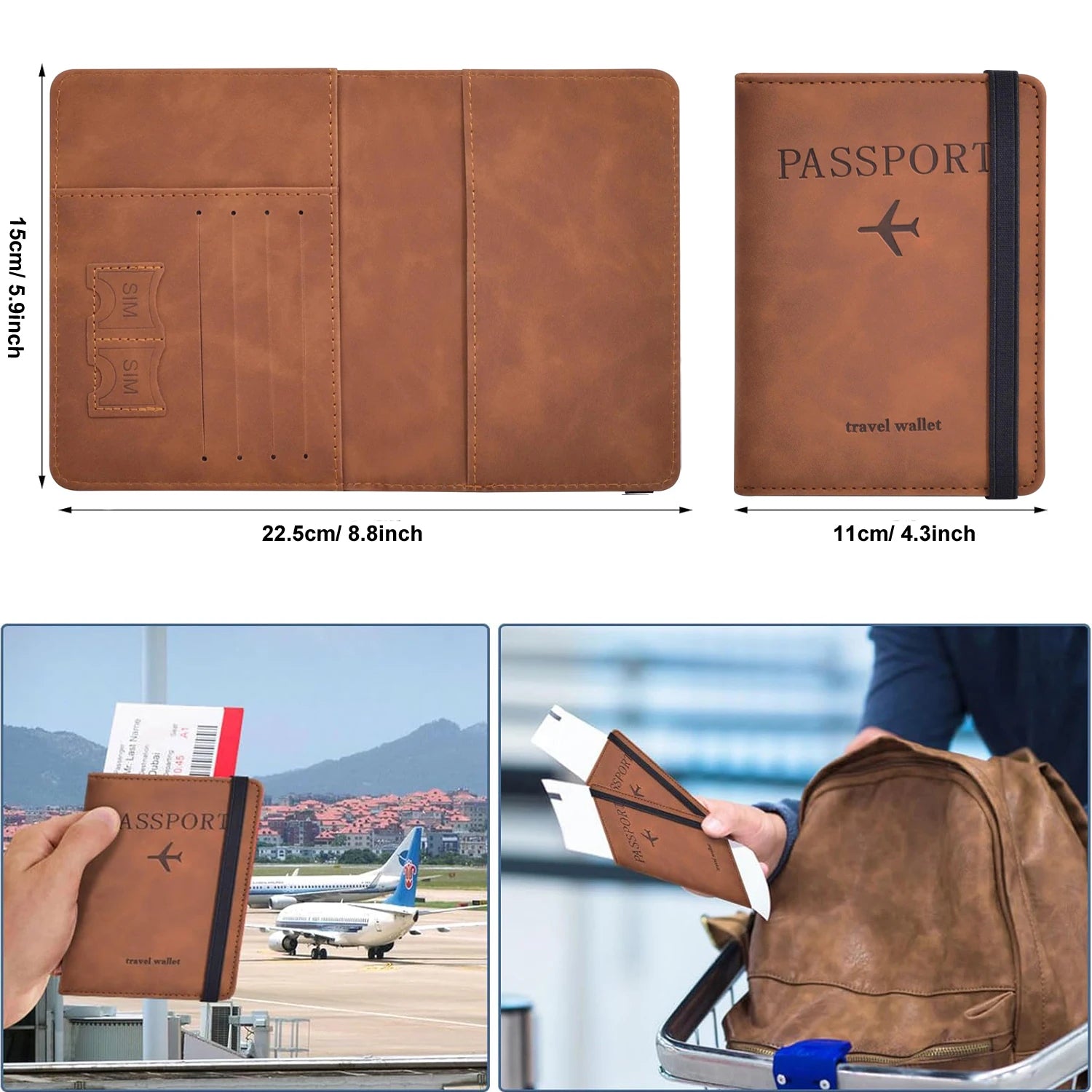 Reisepasshülle für Reiseutensilien, Reisepass-Brieftaschen-Schutzhülle für Reisezubehör, Reisepass-Buchhalter für Damen/Herren