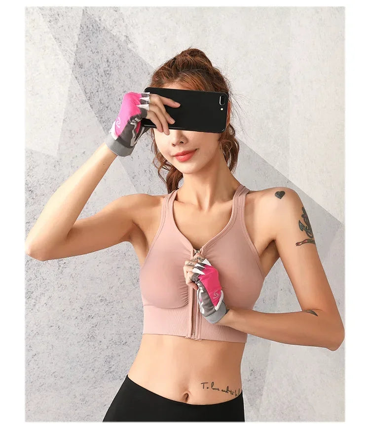 CZGUKE Running Fitness Sports Bra Front Zipper Women's Underwear Shockp roof Top Bra Breathable Seamless Yoga Bra