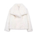 KONDALA 2025 Fall Winter Casual Faux Fur Brown Women Warm Jackets Streetwear Turn Down Collar Christmas Oversized Elegant Coats