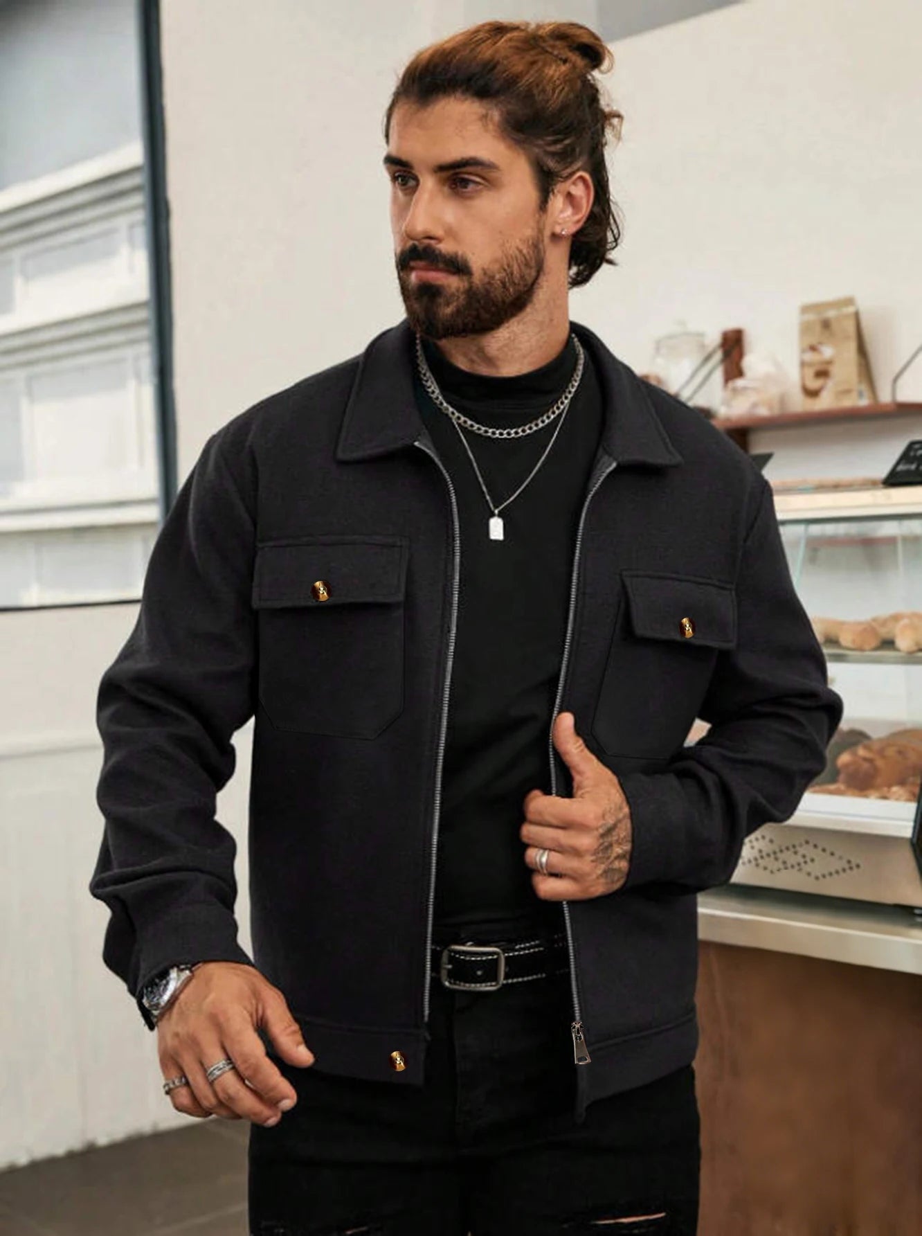2025 herbst/Winter Neue Einfarbig männer Woll Mantel Fashion Zipper College Stil Jacke