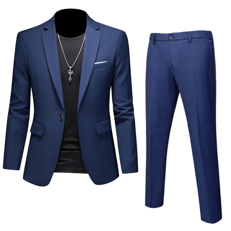 Plus Size 6XL 5XL Herrenanzug Mantel + 2-teilige Hose/Business Fashion Bürokleid/Slim Fit Hochwertiges Bräutigam-Hochzeitskleid-Anzug-Set