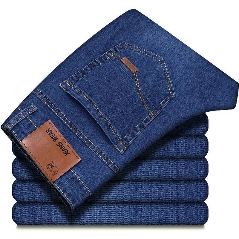 Männer Mode Gerade Jeans Männer 2025, Neue Stretch Slim Fit Hosen Bequeme Weiche Business Denim Hosen Männliche Marke Kleidung