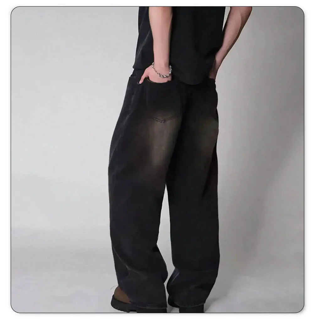 Vier Saison Herren Jeans Koreanische Version Student Casual Hosen High Street Gerade Lose Breite Bein Jeans Schwarz Grau Blau Baggy Jean