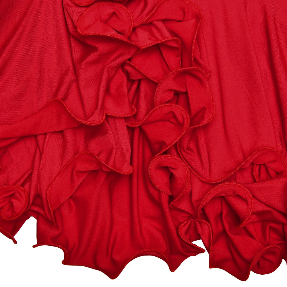 Absobe Damen A-Linie, figurbetontes Minikleid, Rüschensaum, V-Ausschnitt, asymmetrische Knöpfe, lange Ärmel, kurzes Kleid, Party, Streetwear, Outfits