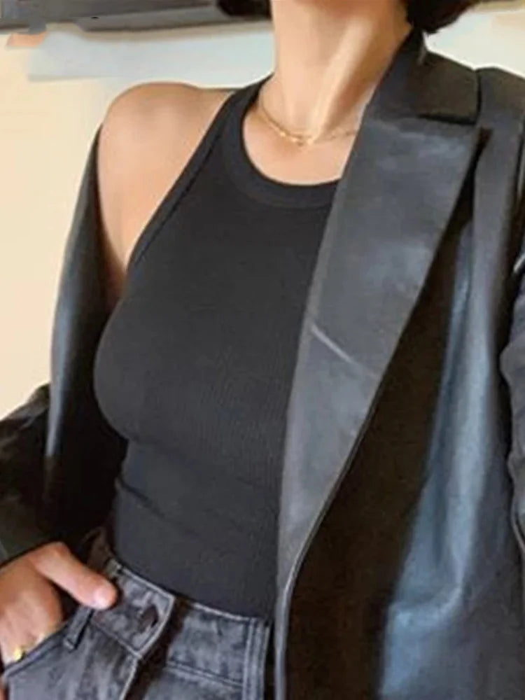 Rippstrick grünes Damen-Tanktop, Sommer, lässig, Basic, dünn, Weste, ärmellos, weiß, schulterfrei, Y2K, sexy Damen-Crop-Top