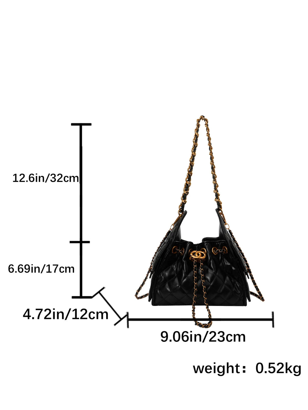 Trendy Geometric Chain Underarm Bag Women's Shoulder Bag Commuter Crossbody Bag Versatile PU Bucket Bag Autumn New Style