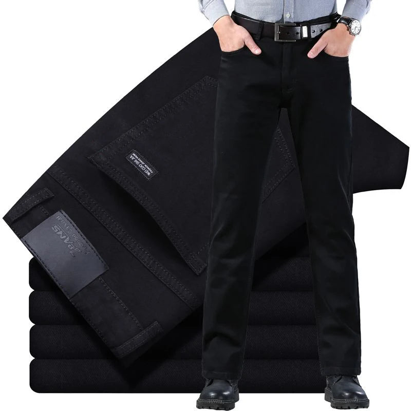 Frühling Herbst Vintage Schwarz Business Jeans Männer Casual Gerade Stretch Klassische Arbeit Denim Hosen Koreanische Komfortable Marke Hose