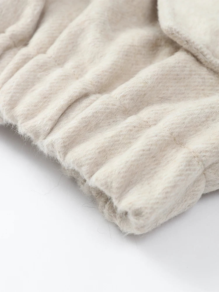 Gefärbter Pelzkragen, kurze Wolljacke für Damen, modisch, Revers, volle Ärmel, einreihig, Patchwork, lose Jacken, 2025, Winter-Outwear