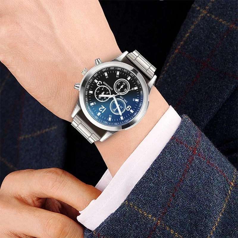 1/2PCS Herren Business Uhren Mode Herren Stahlband Quarzuhr mit Armband (Box nicht im Lieferumfang enthalten)