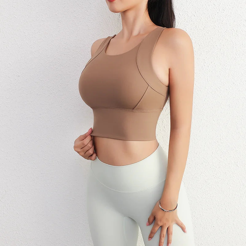 Frauen Sport Feste Brust Pad Bh Weibliche Freizeitsport Workout Tank Top Damen Gym Kleidung Yoga Sport Tragen