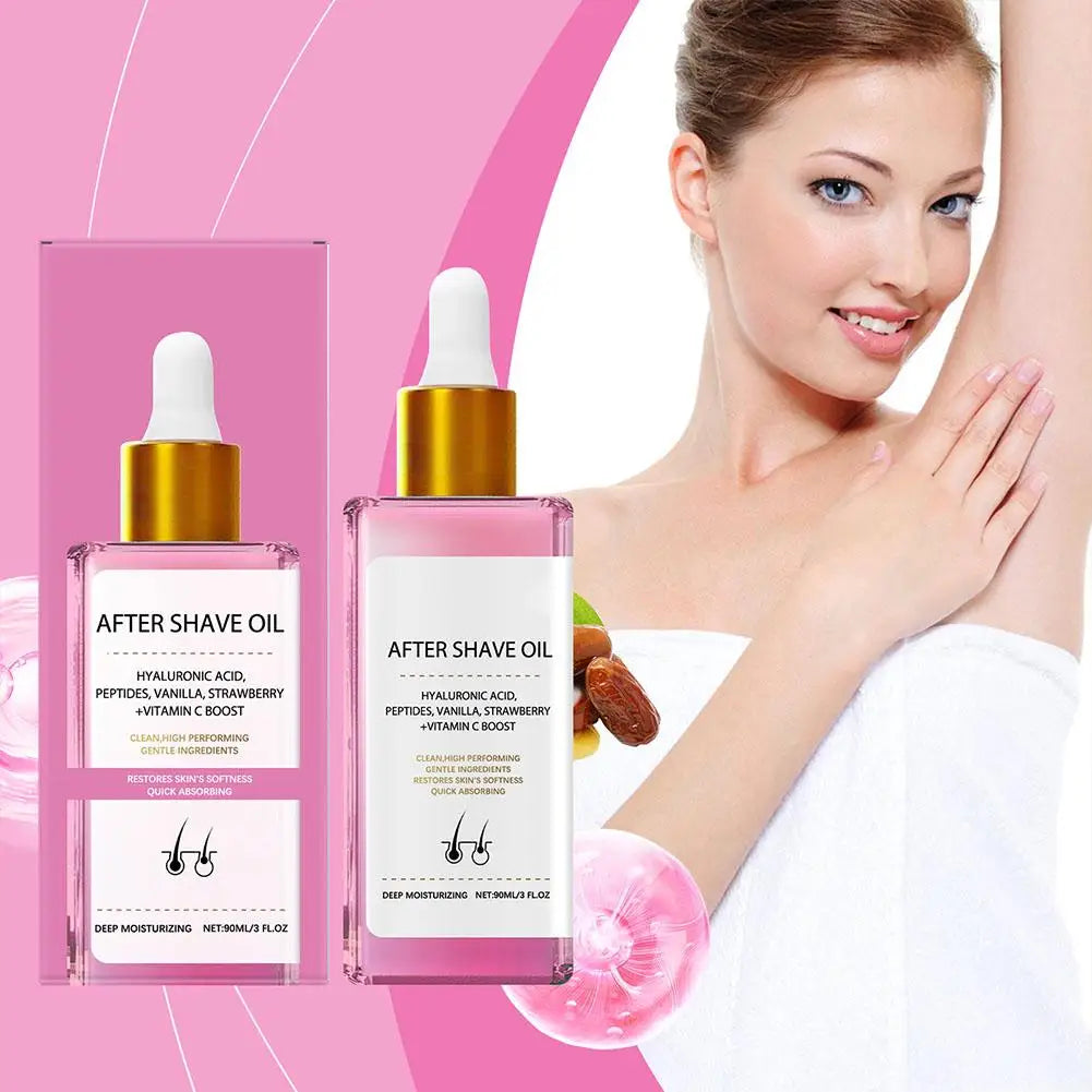 After-Shave-Öl, Erdbeer- und Vanilleduft, Erdbeer-Vanille-After-Shave-Öl, Schönheit für Frauen, für glatte Haut, verhindert eingewachsene Haare