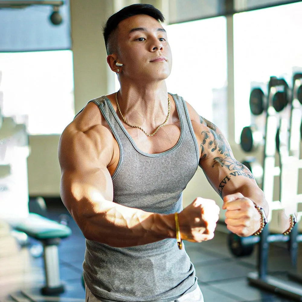 Männer Tank Top T-shirt Singlet Gym Workout Fitness Ärmelloses Shirt Muskel Bodybuilding Atmungsaktive Untertaille