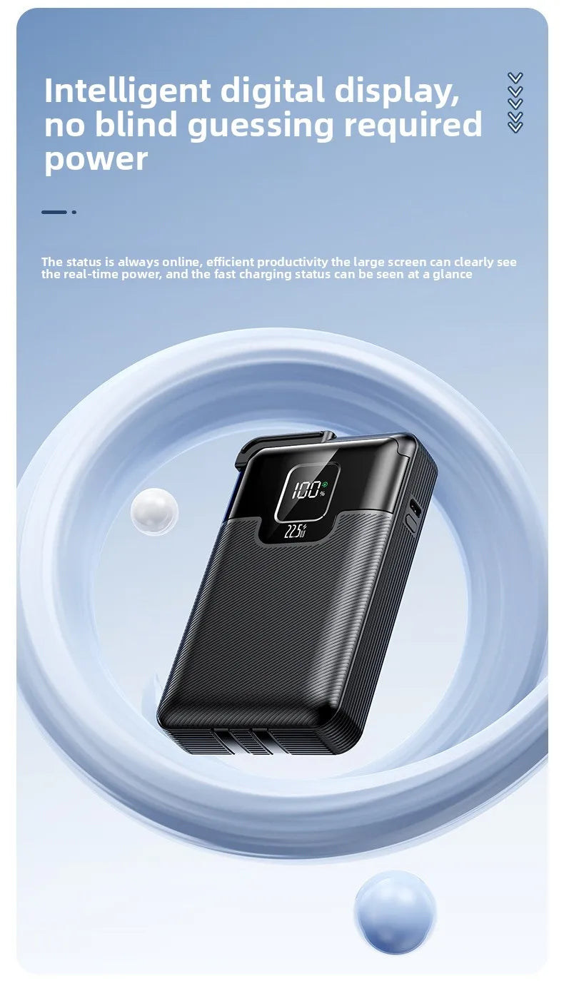 20000 mAh Superschnelllade-Powerbank 2-in-1 mit AC-Stecker, multifunktional mit Dual-Wire-Wandstecker, mobiles Netzteil