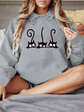 Warmes, lockeres, lässiges, langärmliges Damen-Sweatshirt aus Wildleder mit Musterdruck für Herbst und Winter