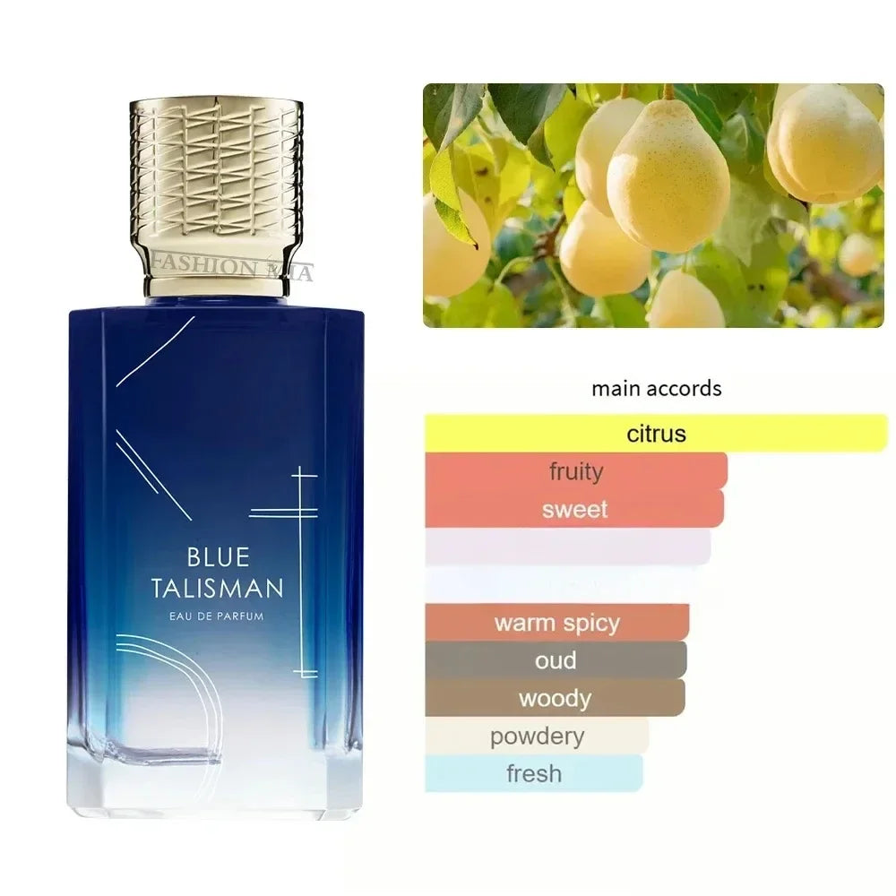 100 ml Luxusmarke „Enchantment of Blue“, schützender Talisman-Blume, Unisex, langlebig, holzig, floraler Pheromon-Köln-Duft