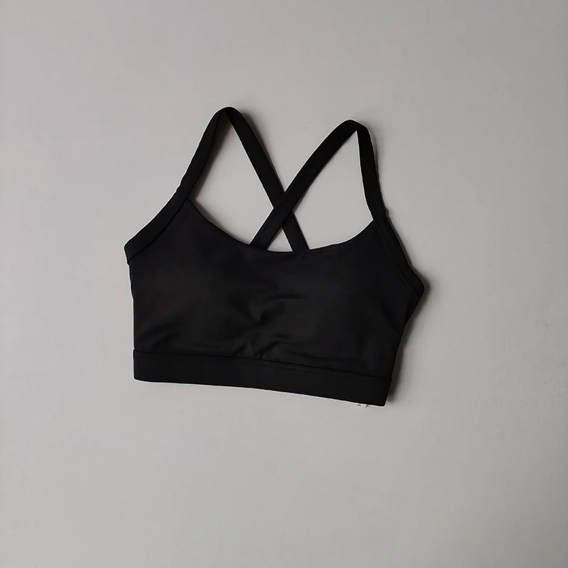 Slim Shoulders Sexy Yoga Vest Fixed Cup Medium Intensity Sports Underwear Suspender Beauty Back Shock-proof Integrated Chest Pad