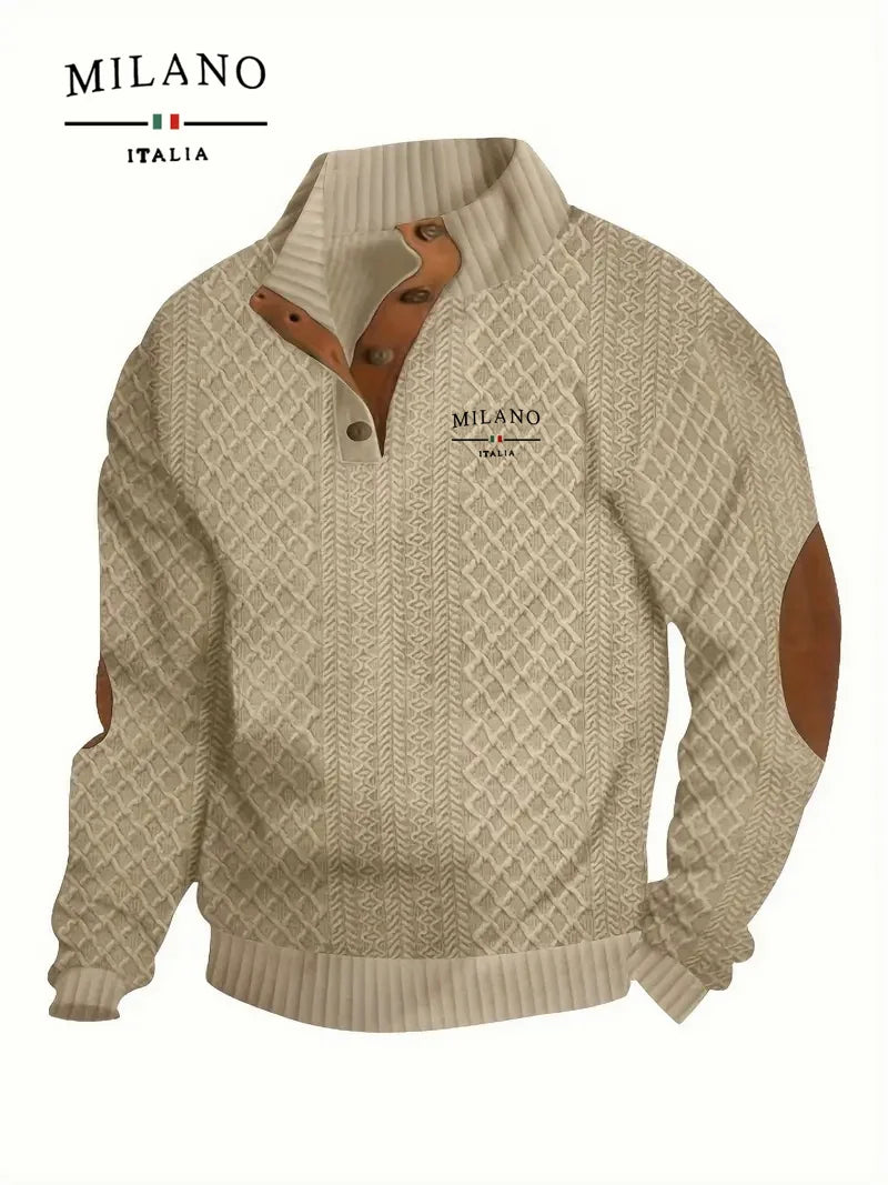 Henry Hoodie mit einem italienischen Mailand-Muster ist ein warmer, weicher und hautfreundlicher Herbst- und Winterpullover für Herren