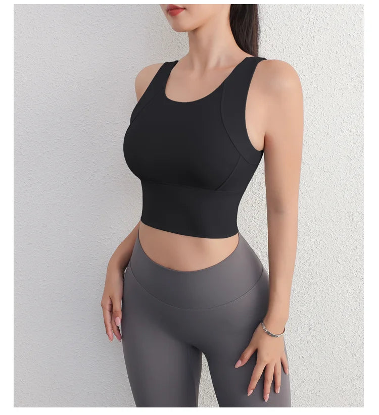 Frauen Sport Feste Brust Pad Bh Weibliche Freizeitsport Workout Tank Top Damen Gym Kleidung Yoga Sport Tragen