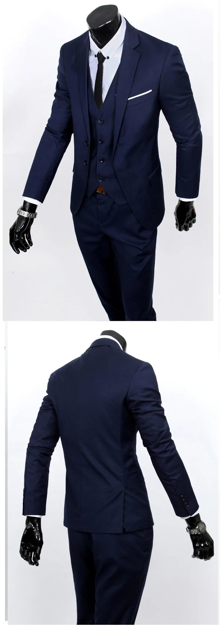Frühling Herbst Neue Mode Für Männer Trendy Schlank Business Einfarbig 3 Stück Anzüge Sets Einzigen Greasted Blazer Weste Hosen