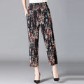 XL-8XL Summer Women Harem Pants Casual High Waist Pants Printed Elastic Waist Middle Aged Women Trousers Summer Bottoms