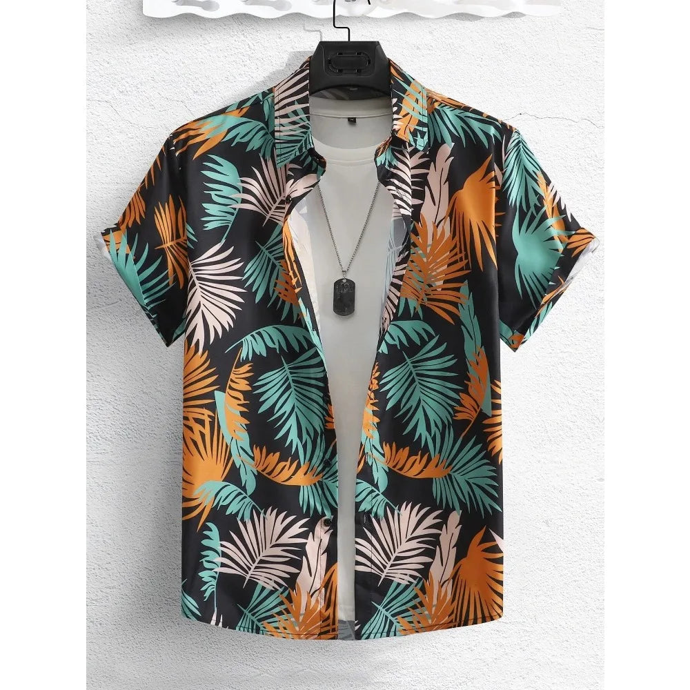 Hawaiihemd für Herren, bedruckt, lässig, dünn, Strand, schlank, modisches Hemd, hochwertig, luxuriös, schwarz, gesellschaftlich, Vintage, lustig, übergroße Kleidung