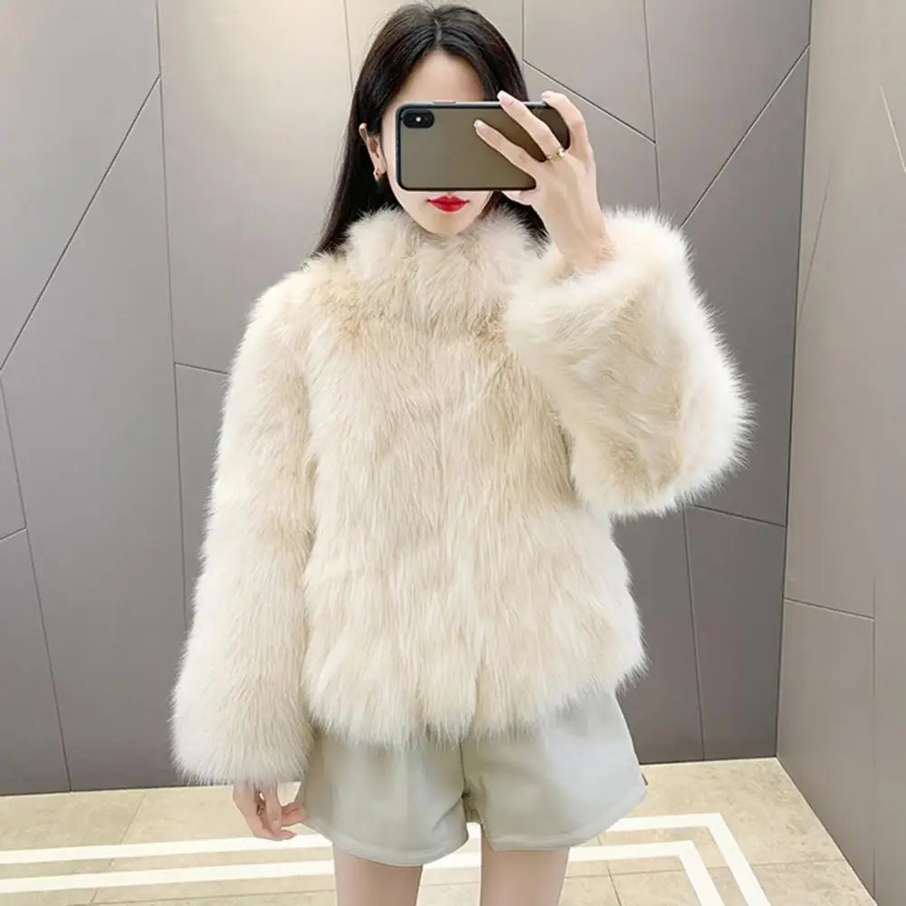 Herbst Winter Übergroßen Lose Beiläufige Luxus Weichen Dicken Warmen Haarigen Faux Mantel Frauen Langarm Flauschigen Jacke 2024