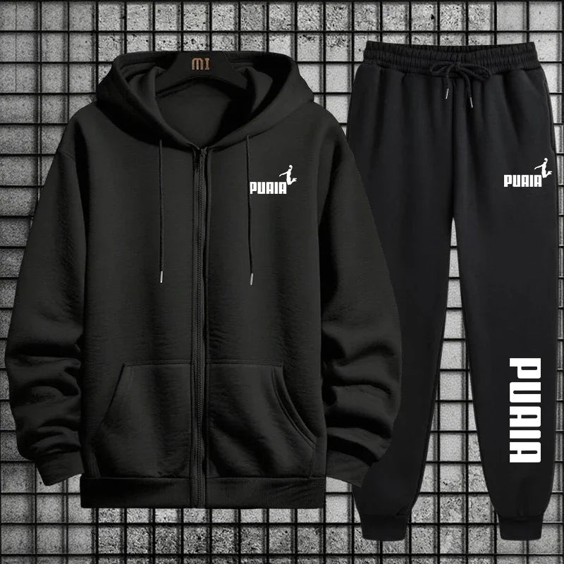 Neu im Damen-Trainingsanzug, Trenddruck, Kapuzenpullover, Hosen, 2-teiliges Set, lässiger Reißverschluss, Mantel, Anzug, Alltagskleidung, Herbst und Winter