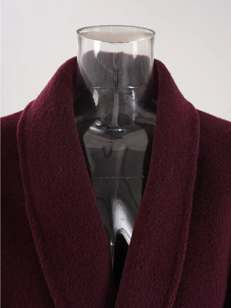 UCXQ Elegant OL Office Lady Overcoats Fur Patchwork Long Sleeve Woolen Coat Beautiful Women's Clothing Jacket Autumn 2025 Winter