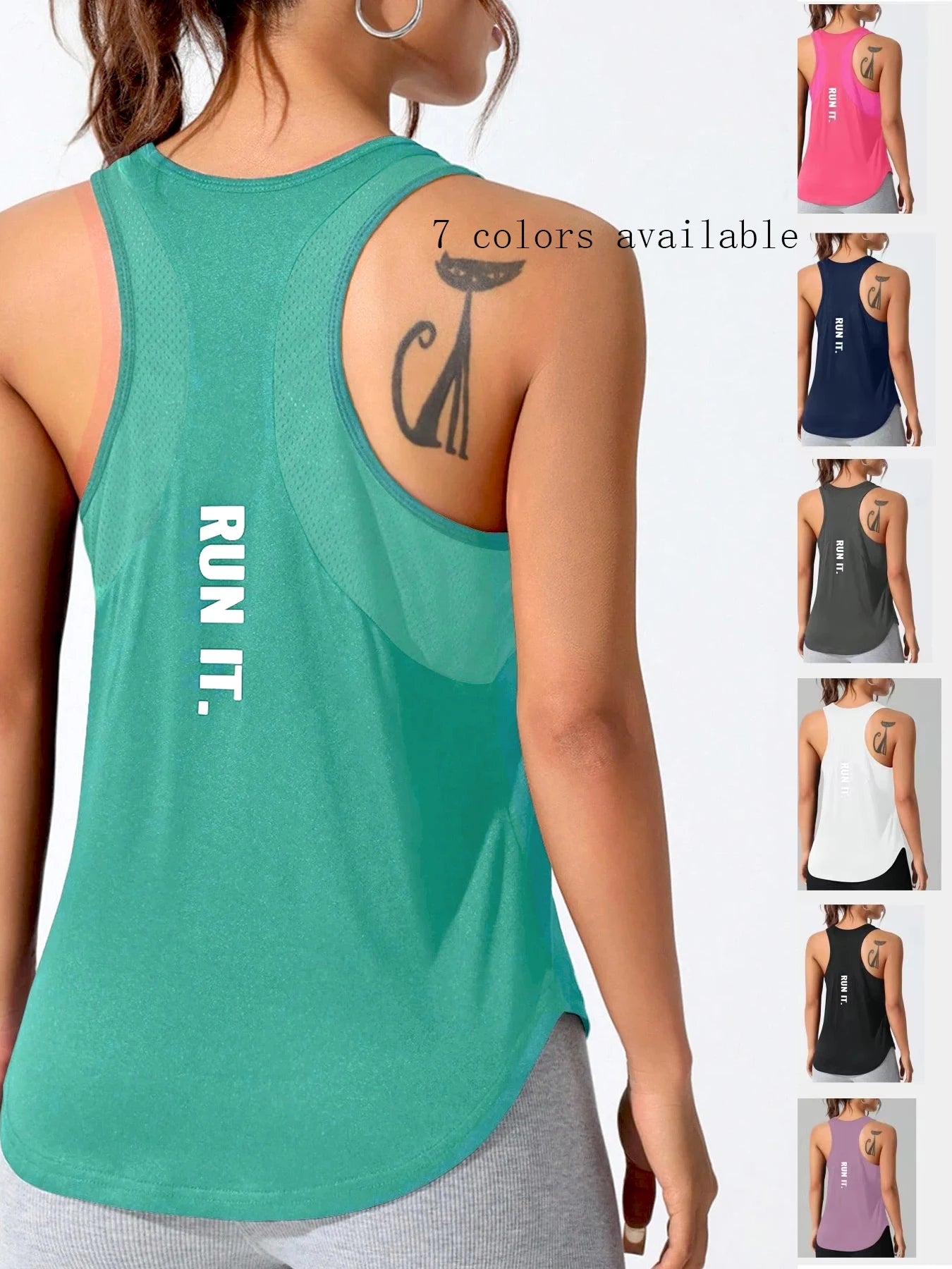 Women's stitched letters quick-drying sports vest, breathable net yoga sportswear, tennis uniform cycling suit, daily wear