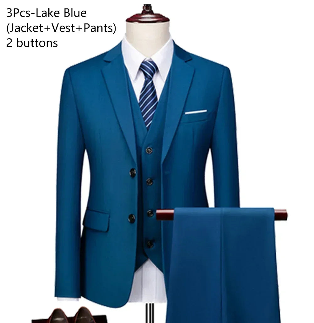 Hochzeitsanzüge für Männer, 3-teiliges Set, elegante Jacken, Weste, Hosen, Blazer, formelles Outfit, modisch, klassisch, komplettes 2024-Kostüm