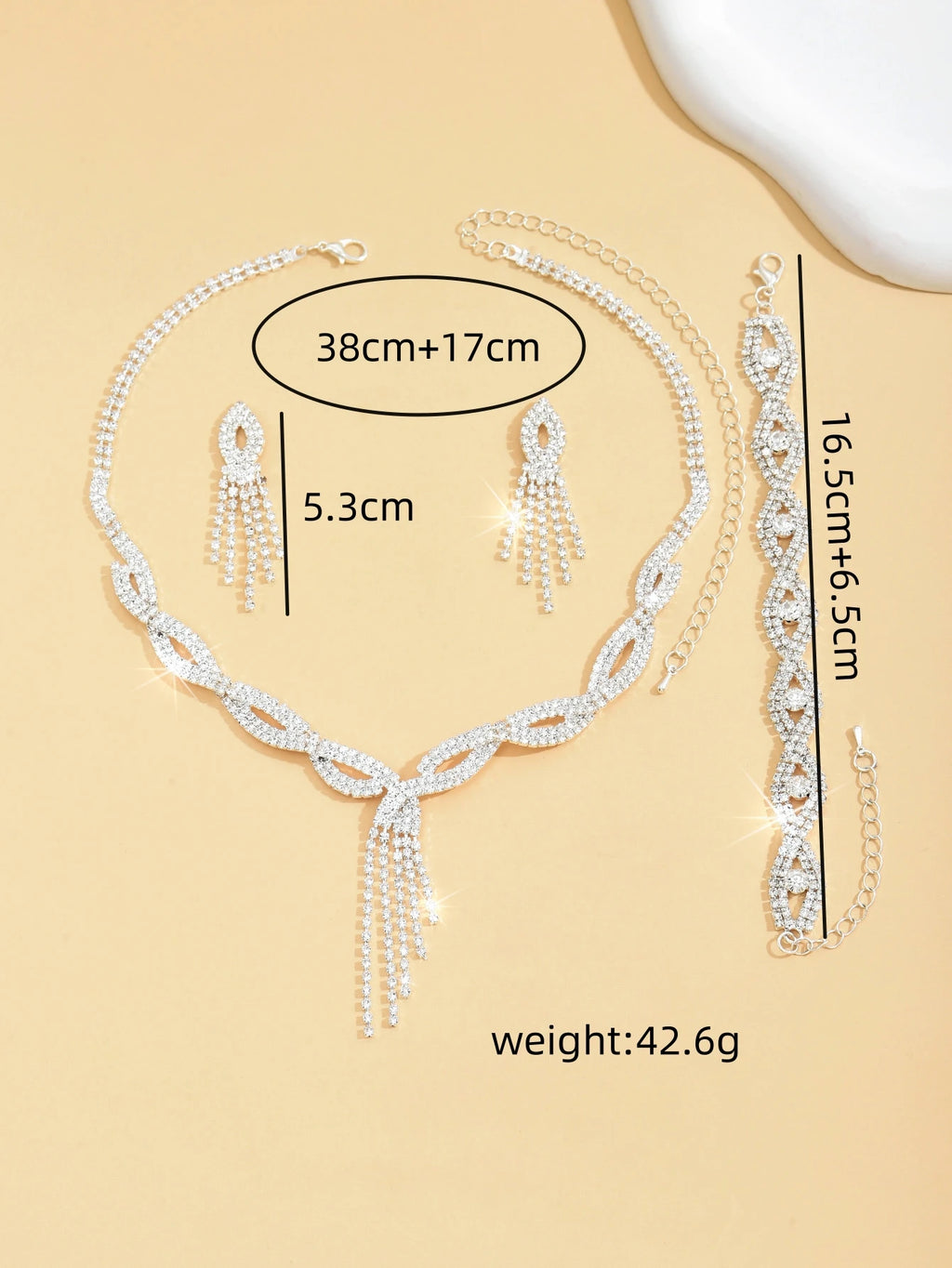 4PC Damen Mode Kupfer Klaue Kette Hohl Quaste Halskette Ohrringe Armband Schmuck-Set Hochzeit Bankett Party Festival geschenk