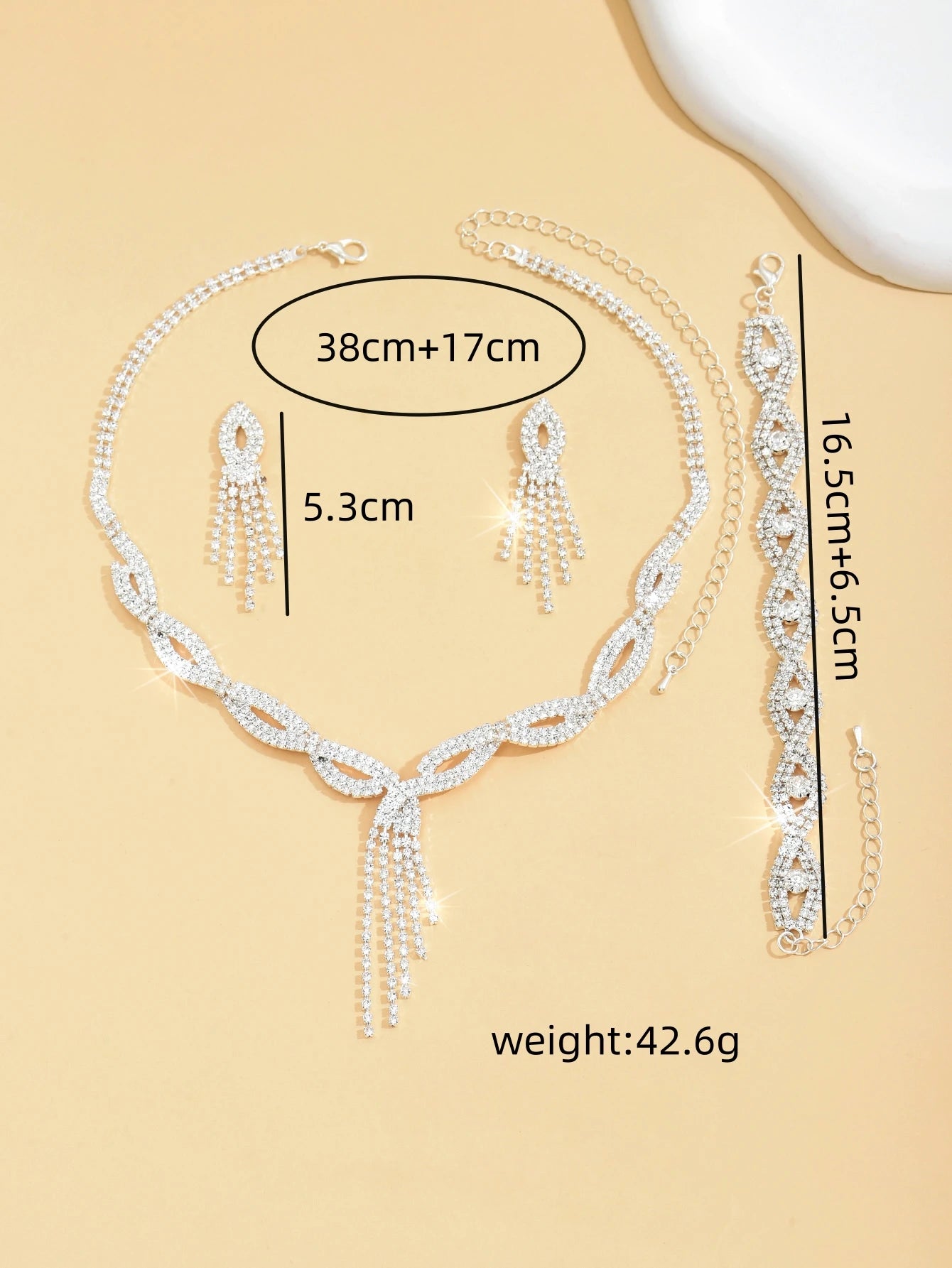 4PC Damen Mode Kupfer Klaue Kette Hohl Quaste Halskette Ohrringe Armband Schmuck-Set Hochzeit Bankett Party Festival geschenk