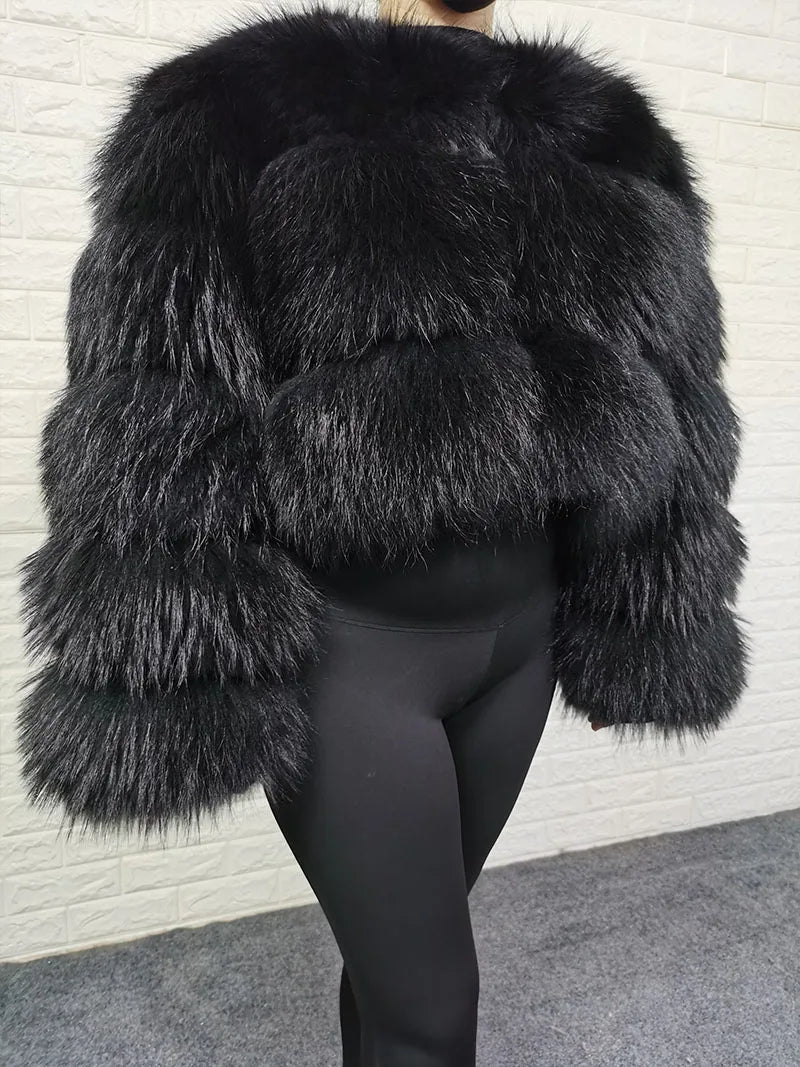 Plus Size Tops Brown Fur Maomaokong Obese Women's Outerwear Natural Raccoon Real Fur Coat Winter Jacket Female Clothing 4xl