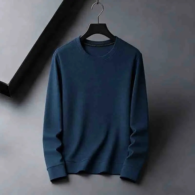 2026 Neuerscheinung Herren Basic Einfarbiger Rundhals-Pullover Atmungsaktiver Langarm-Strickpullover