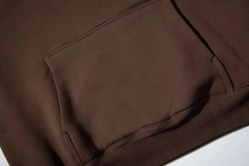 Autumn Winter High Street Oversized Kanye West Hoodie Men Women 1:1 Solid Color Black Brown Red Blue Pullover Streetwear Hooded