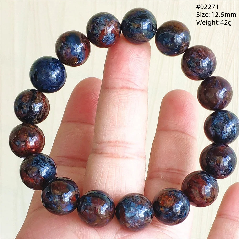 Natürliche blaue Pietersite Runde Perlen Armband Schmuck 12,5 mm Feuer Pietersite Namibia Feuer Pietersite Seltene Steinperlen AAAAAA