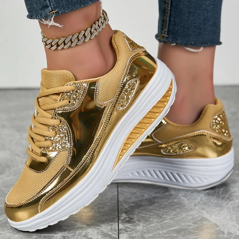 Mesh Breathable Women Casual Sneakers Lace-up Vulcanized Shoes Ladies Platform Sneakers Female Shoes Plus Size Zapatos De Mujer