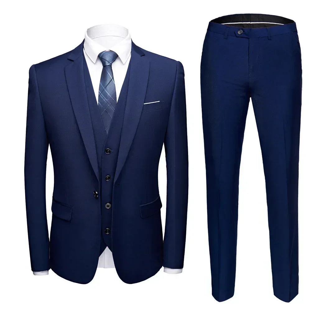 Anzüge für Männer, 3-teiliges Set, elegante Hochzeit, modisch, klassisch, volle Jacken, Weste, Hosen, Blazer, Outfit, 2025, formelles Kostüm