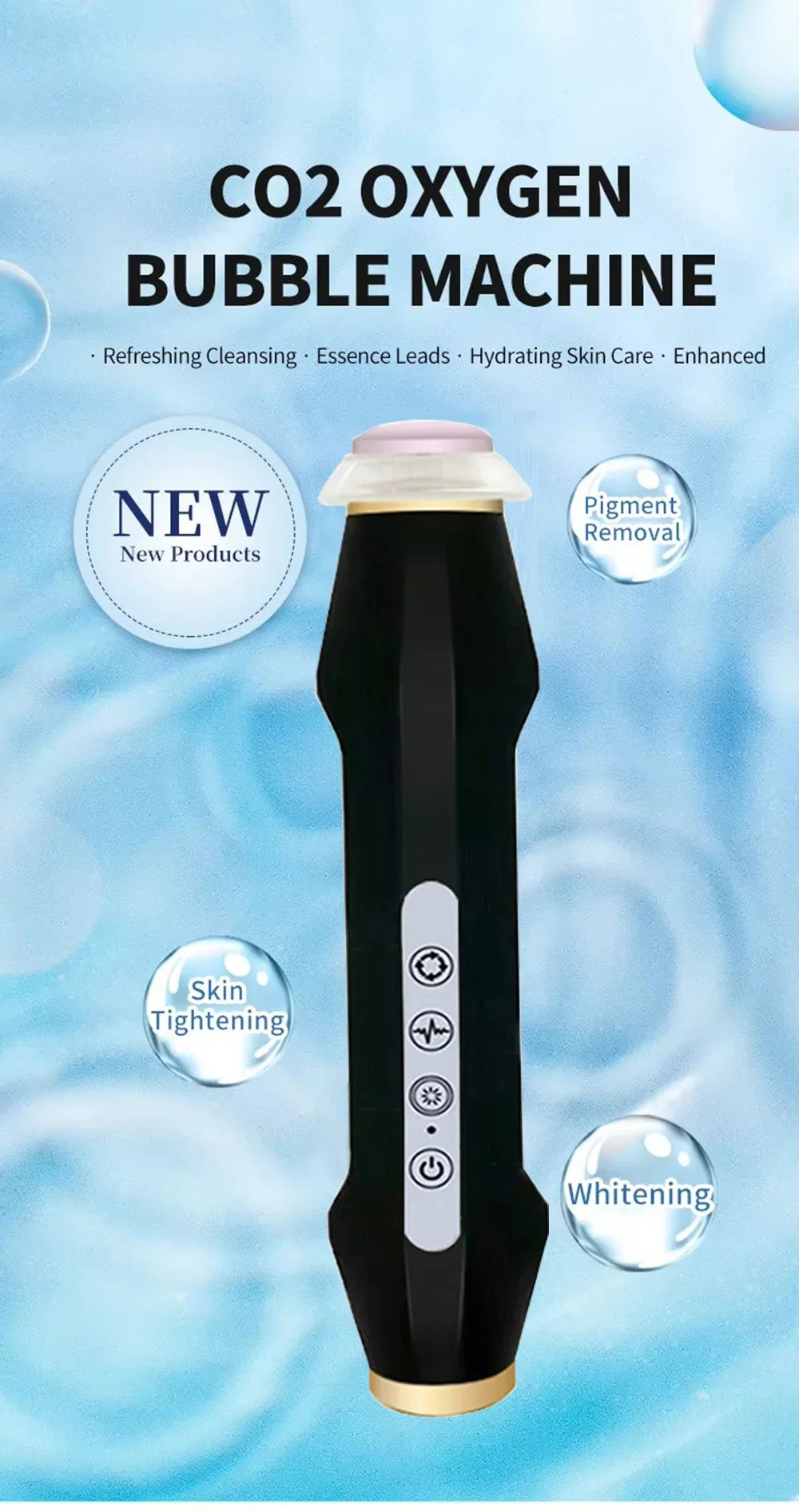 Neueste Handheld Wiederaufladbare CO2 Sauerstoff Blase Gerät Peeling Sauerstoff Gesichts Maschine Falten Entfernung Tragbare Schönheit Gerät