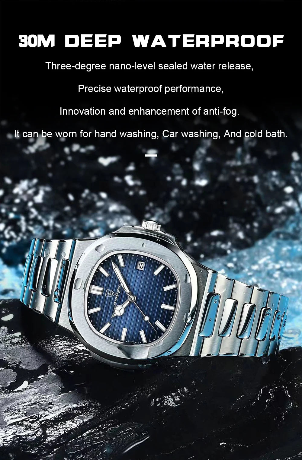 POEDAGAR Luxus Casual Uhr Top Marke Fashion Square Zifferblatt Edelstahl Kalender Leuchtende Wasserdichte Männer Uhr Männliche Uhr + Box