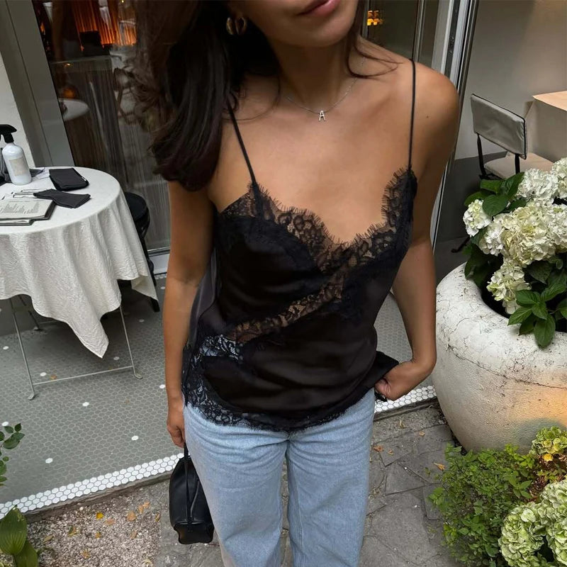 MUJER Schwarze Spitzen-Tops für Frauen, Leibchen, sexy rückenfreie Tops für Damen, 2022, Sommer, ärmellose Damen-Tops, Träger, Strand-Top, weiblich