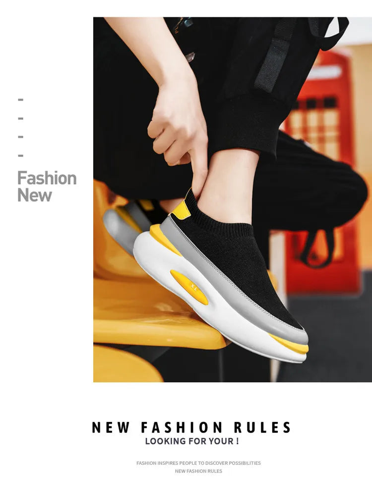 Herrensocken, atmungsaktives Mesh, Laufschuh, Sommersportschuhe, schwarze Slip-On-Slip-Ons, lässiger Fahrschuh für Herren, geeignet für den Außenbereich