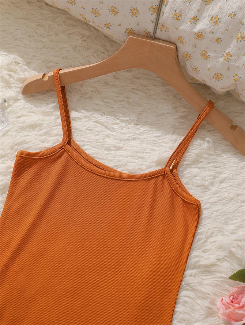Sommerliches nahtloses Trägerkleid, ärmelloses Satin-Nachthemd, dehnbare Damen-Schlafkleidung mit Spaghettiträgern, lockere Freizeitkleidung für zu Hause