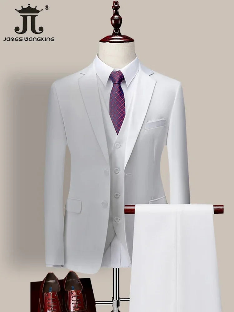 14-farbiger M-6XL (Jacke + Weste + Hose), formeller Business-Herrenanzug der High-End-Marke, dreiteiliger Bräutigam-Hochzeitskleid, einfarbiger Anzug