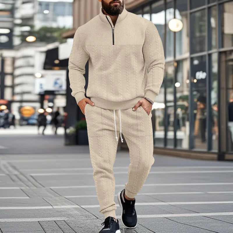 Herbst Kleidung Herren Luxus Trainingsanzug Freizeit Stehkragen Langarm Zipper Sweatshirt + Hosen Streetwear 2-teiliger Anzug S-3XL